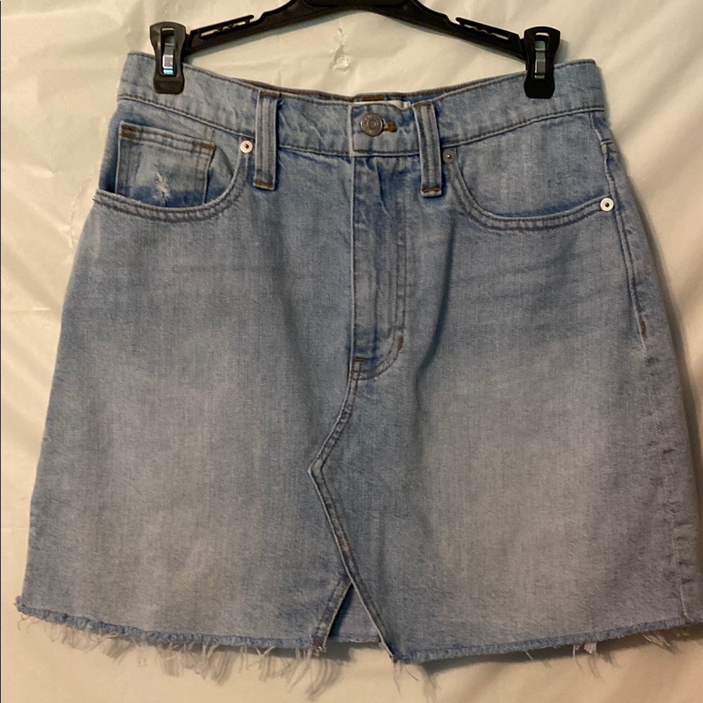 Madewell light Blue A-Line Mini Skirt Casual. Raw hem.